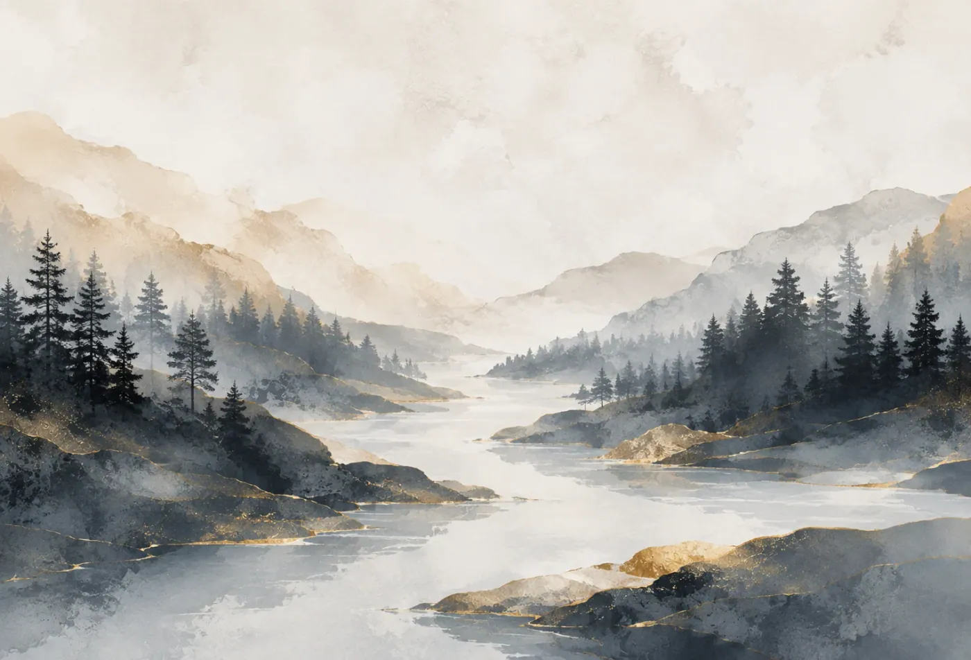 River Through Pines, Quiet Horizons